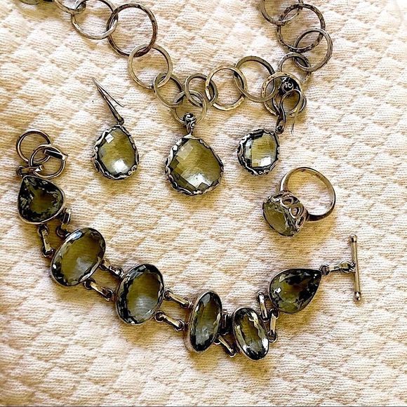 LOIS HILL Green Amethyst Necklace&Earrings ARTISAN Green Amethyst Ring&Bracelet - Picture 10 of 16
